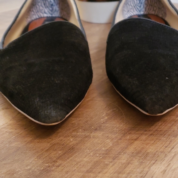 Matt Bernson D’Orsay Point Toe Suede Flats Black Leather Chic - Picture 4 of 7